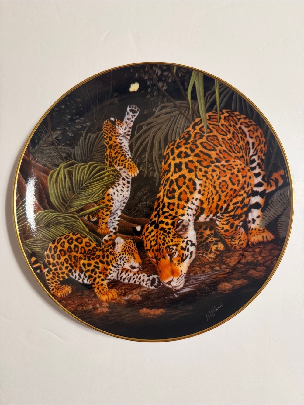 BRADFORD EXCHANGE Silent Jungle. Decorative Leopard Family Limited Edition A1878